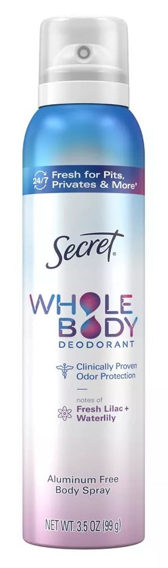 Secret Deodorant Spray Whole Body Fresh Lilac 3.5oz (Pack of 3)