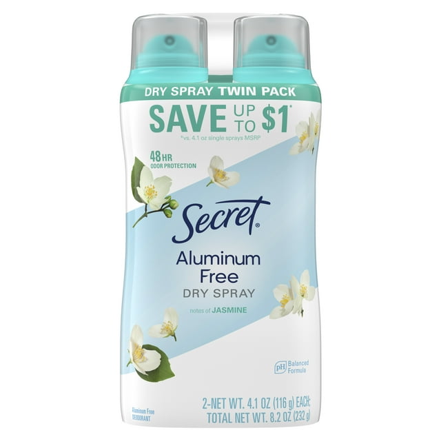 Secret Dry Spray Aluminum Free Deodorant for Women, Midnight Jasmine, 4