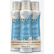Secret Dry Spray Antiperspirant Deodorant Nurturing Coconut and Argan Oil, 3 PK