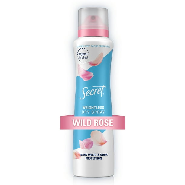 Secret Dry Spray Female Antiperspirant Deodorant, Wild Rose and Argan