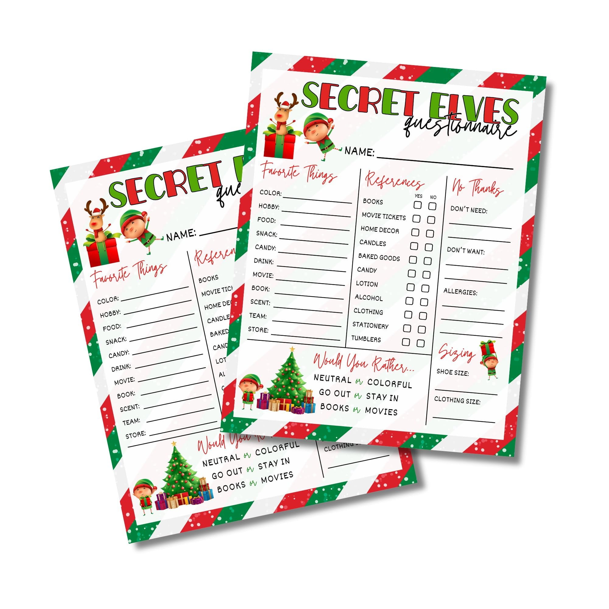 secret-elves-gift-exchange-questionnaire-50-pk-8-5x11-secret-santa-office-wish-list-favorite-things-sheet-this-or-that-christmas-holiday-striped-walmart-com