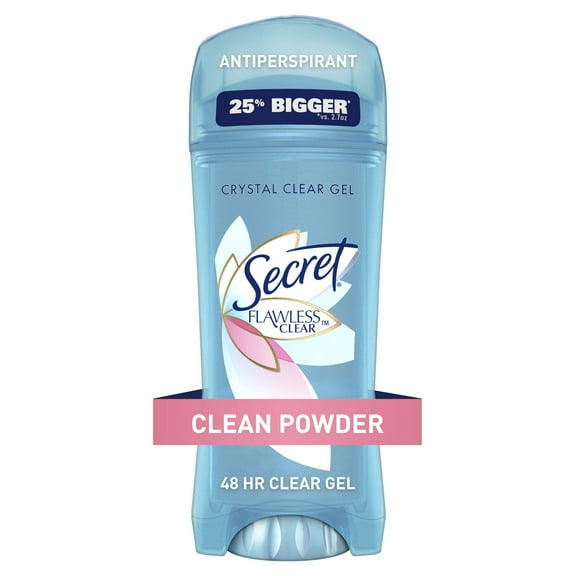 Secret Flawless Clear Gel Antiperspirant and Deodorant for Women, Clean Powder, 3.4 oz