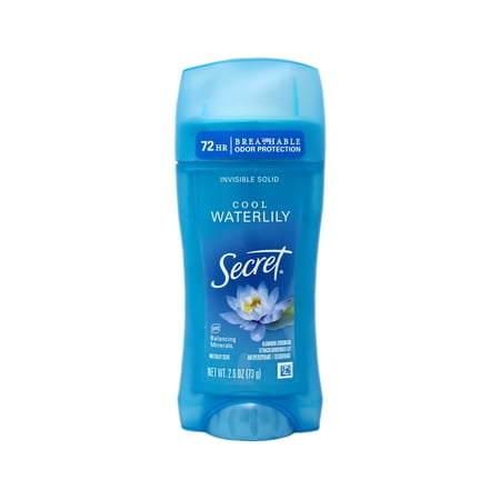 Secret Antiperspirant & Deodorant Invisible Solid Cool Waterlily, 72HR Breathable Sweat & Odor Protection, 2.6 OZ