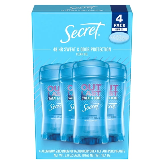 Secret Outlast Antiperspirant & Deodorant Clear Gel, Completely Clean, 4 Pk, 2.6 oz