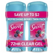 Secret Antiperspirant and Deodorant for Women, Fresh Clear Gel, Berry Scent, 2.6 oz, Twin Pack