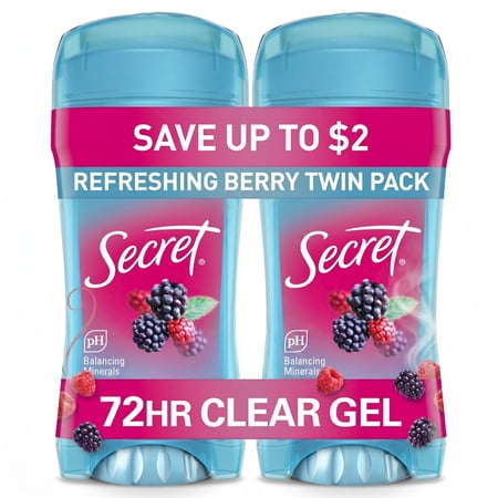 Secret Antiperspirant and Deodorant for Women, Fresh Clear Gel, Berry Scent, 2.6 oz, Twin Pack price history and forecast - Secret 00037000574644