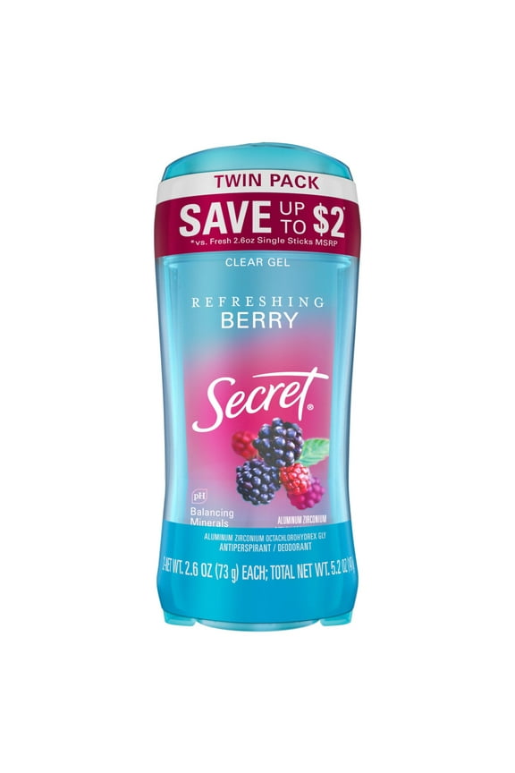 Fresh Clear Gel and Deodorant for Women, Refreshing Berry, 2.6 oz each, Pack of 2
