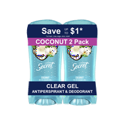 Secret Fresh Clear Gel Antiperspirant and Deodorant for Women, Coconut Scent, 2.6 oz each, Pack of 2