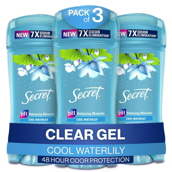 Secret Fresh Clear Gel Antiperspirant and Deodorant for Women, Waterlily Scent, 2.6oz (Pack of 3)
