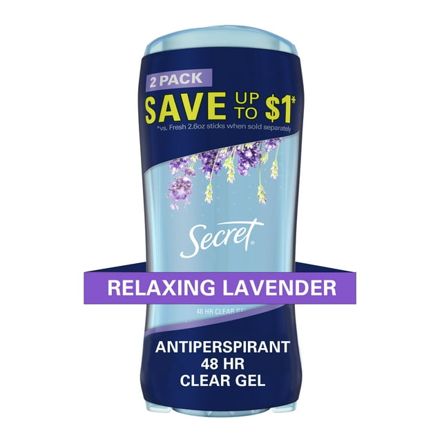 Secret Fresh Clear Gel Deodorant for Women, Lavender, 2.6 oz each, Pack of 2