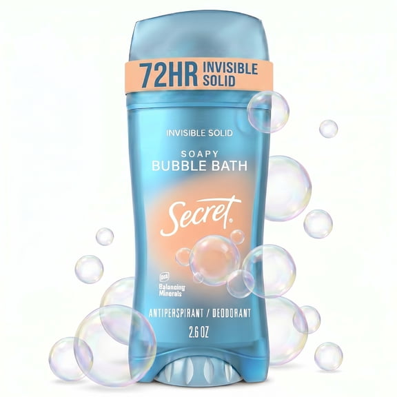 Secret Fresh Invisible Solid Antiperspirant & Deodorant for Women, Bubble Bath, 2.6oz