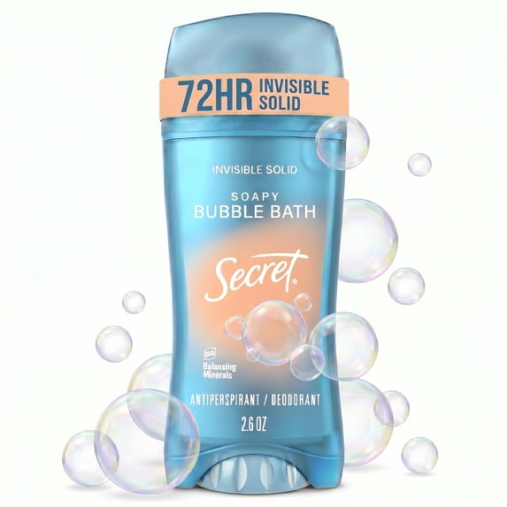 Secret Fresh Invisible Solid Antiperspirant & Deodorant for Women, Bubble Bath, 2.6oz