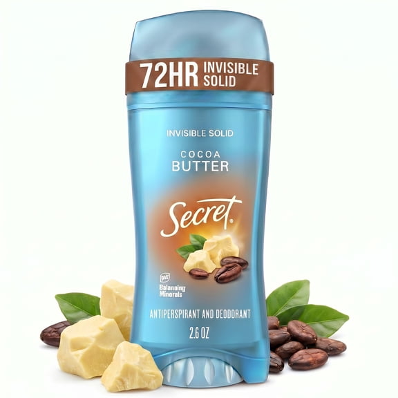 Secret Fresh Antiperspirant Deodorant for Women, Invisible Solid, Cocoa Butter, 2.6 oz
