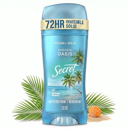 Secret Fresh Invisible Solid Antiperspirant & Deodorant for Women, Hidden Oasis, 2.6oz