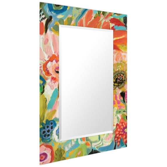 "Secret Garden Floral III" 48"x32" Beveled Mirror on Reverse Printed Tempered Art Glass