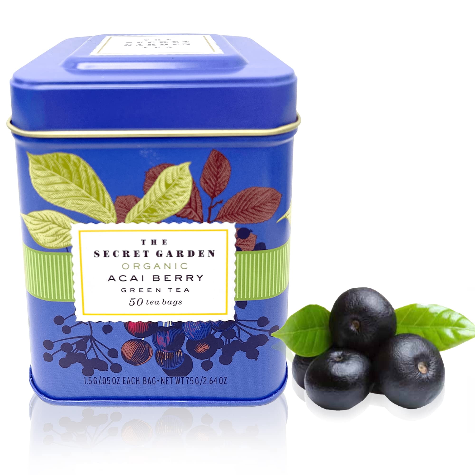 Secret Garden Organic Ceylon Acai Green Tea - 50 Packets - Natural