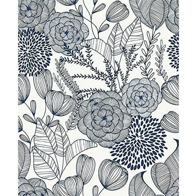 Secret Garden Peel Stick Wallpaper X 20.5in Blue Floral Wildlife Vinyl