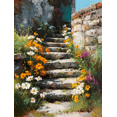thumbnail image 1 of Secret Garden Wildflower Steps Canvas Print, Cottagecore Rustic Floral Painting, Elegant Above Bed Bedroom Decor, 1 of 8