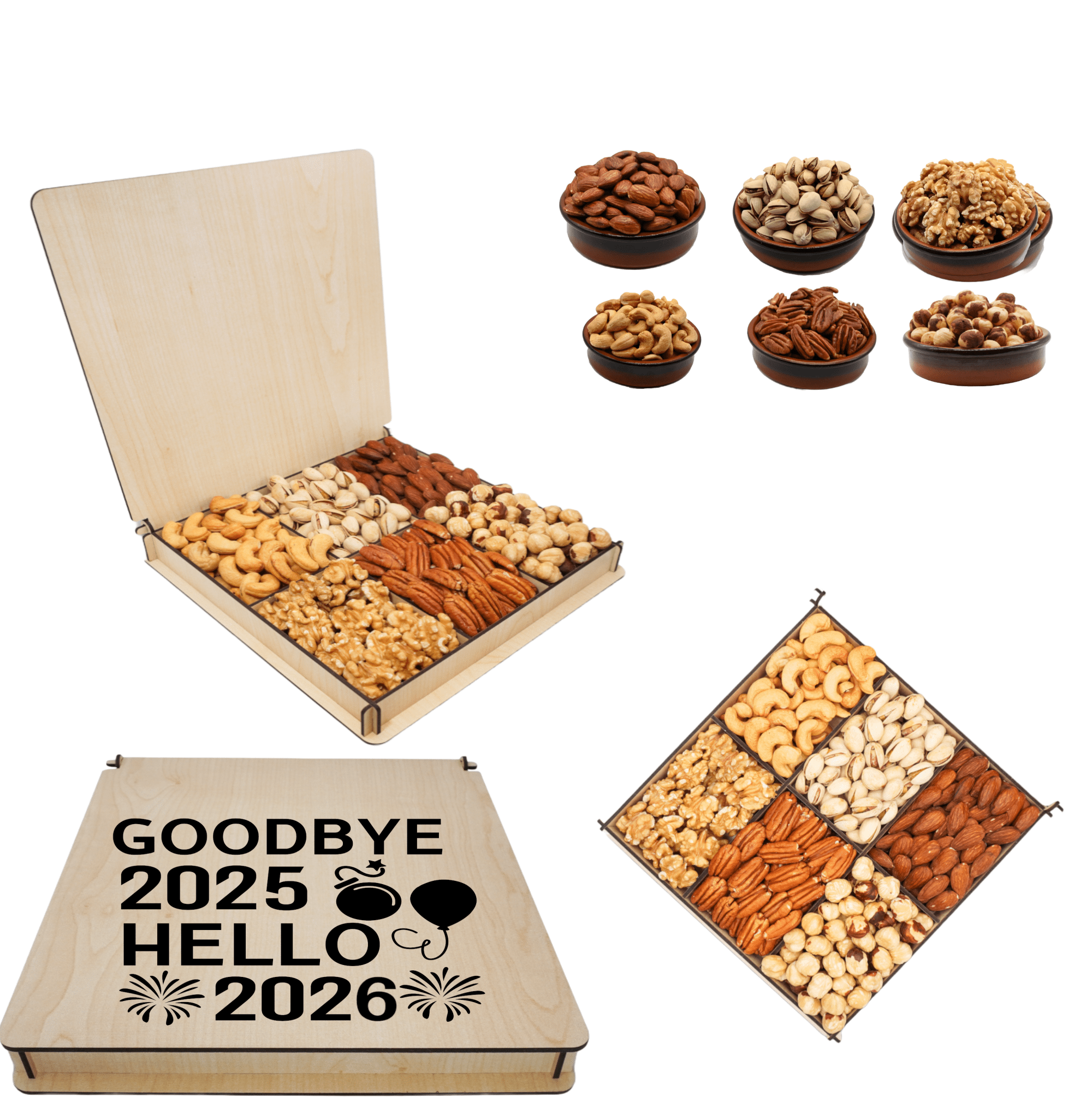 Secret Garden's, Boxes, Gift for Happy New Years, Gourmet Tray, Food Basket Sets, Mixed Nuts