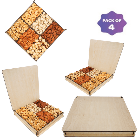 Secret Garden's, Holiday, Snack Box, Nut Gift Basket for Christmas, Set of 4, Business, Corporation