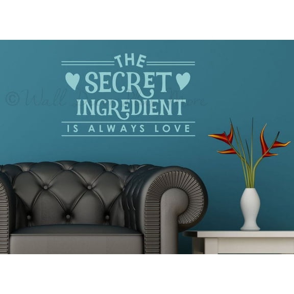 Secret Ingredient Is Always Love Kitchen Wall Decor Saying Vinyl Decal Sticker Quote 23x14-Inch Beach House