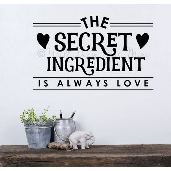 Secret Ingredient Is Always Love Kitchen Wall Decor Saying Vinyl Decal Sticker Quote 23x14-Inch Black