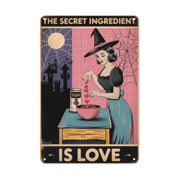 Secret Ingredient Is Love Metal Sign Kitchen Decor Vintage Baking Art Poster Perfect Hanging Cafe Bakery With Rustic Finish Weatherproof Coating Gift Baker Chef Wife Her 8x12 inch metal sign