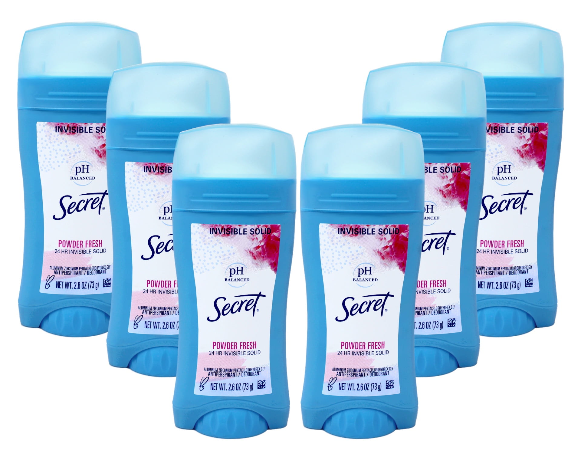 Secret Invisible Solid Antiperspirant And Deodorant, Powder Fresh, 2.6 Ounce (Pack Of 6)