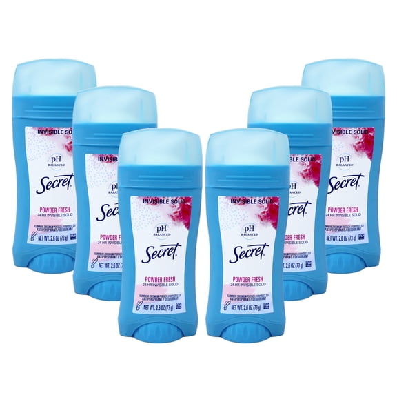 Secret Invisible Solid Antiperspirant And Deodorant, Powder Fresh, 2.6 Ounce (Pack Of 6)