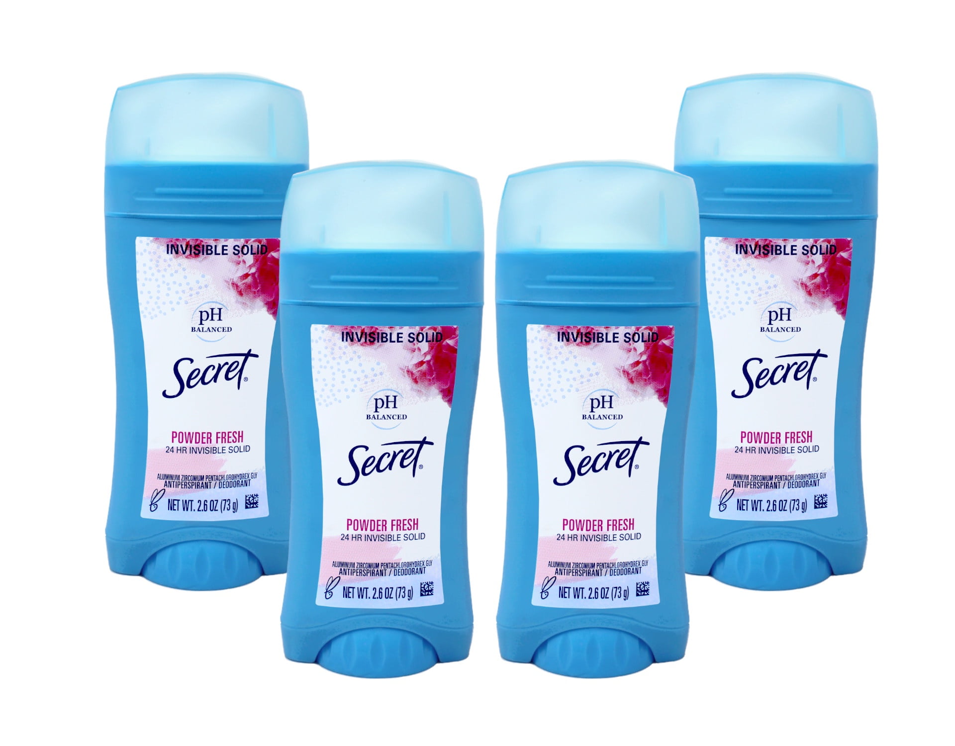 Secret Invisible Solid Antiperspirant Deodorant Powder Fresh, 2.6oz, 4-Pack