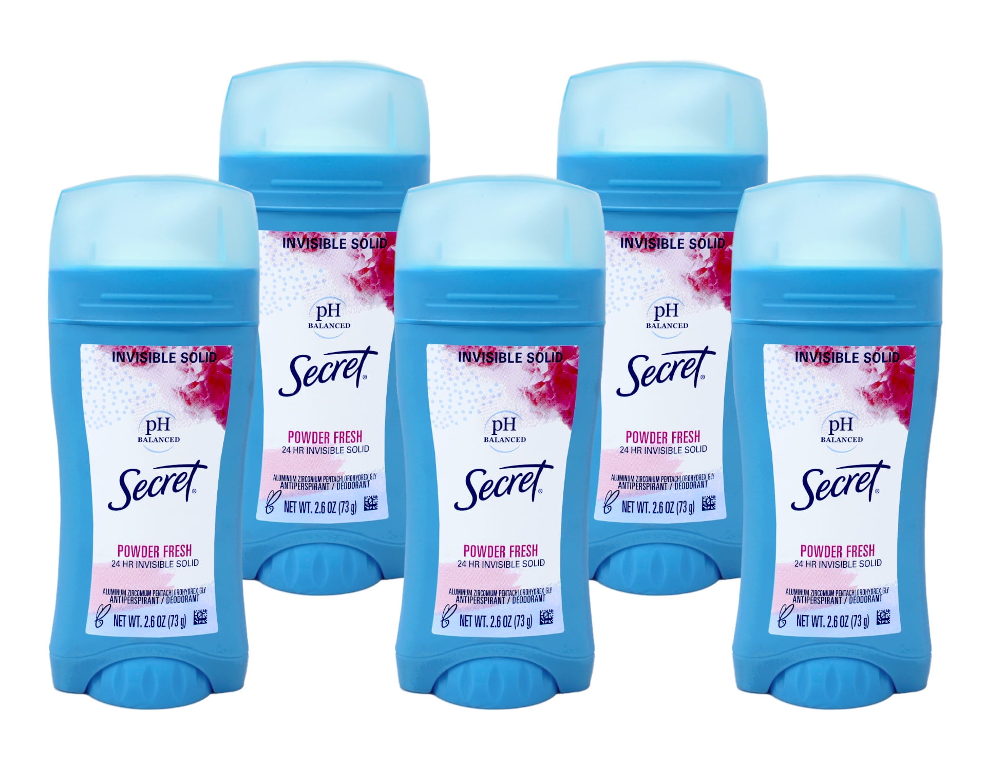 Secret Invisible Solid Antiperspirant Deodorant Powder Fresh, 2.6oz, 5-Pack