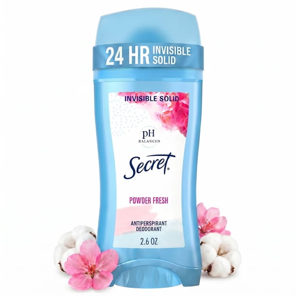 Secret Invisible Solid Antiperspirant Deodorant Stick, Powder Fresh, 2.6oz