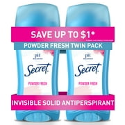 Secret Invisible Solid Antiperspirant Deodorant Stick for Women, Powder Fresh, 2.6 oz Each, 2 Pack