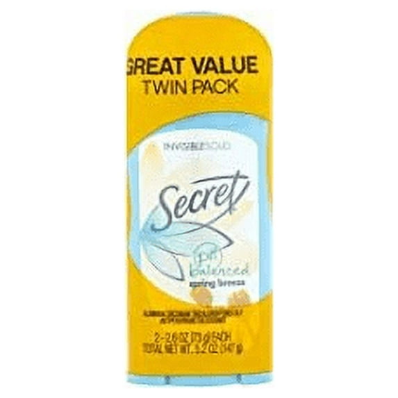 Secret Invisible Solid Antiperspirant & Deodorant, Twin Pack, Spring Breeze 2.6 oz Pack of 6