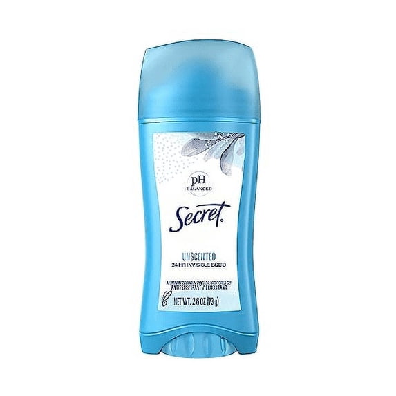 Secret Invisible Solid Antiperspirant Deodorant, Unscented, 2.6 Oz, 12 Pack