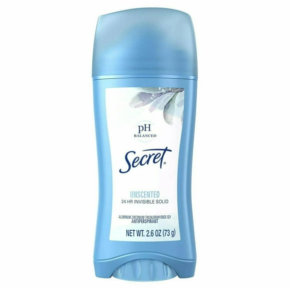 Secret Invisible Solid Antiperspirant Deodorant Unscented 2.6 oz, Pack of 6