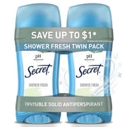 Secret Antiperspirant Deodorant for Women, Invisible Soild, Shower Fresh, 2.6 oz Each, 2 Pack