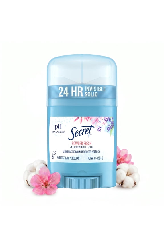 Invisible Solid Antiperspirant Deodorant, Powder Fresh, Travel Size Toiletries, 0.5 oz