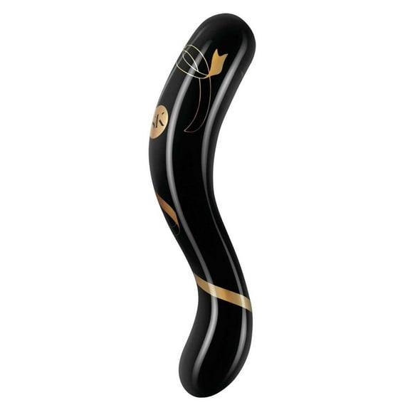 Secret Kisses 7in Double Ended Dildo Black & Gold , Silicone