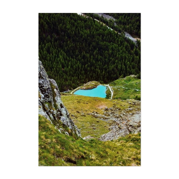 Secret Lake in Switzerland - Zermatt Valais Switzerland Photography Lake Mountain Nature Scenic Forest Wilderness Landscape Unframed Wall Art Print 12 x 18 inches
