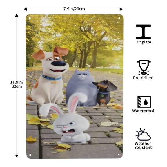The Secret Life of Pets-themed Tin Painting tin print, 812 in (2030 cm), high-definition printing, a 2026 trendy item that adds personality and improves home decor.