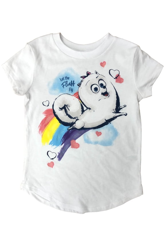 Secret Life of Pets Girls Let The Fluffy Fly Short Sleeve T-Shirt Tee Shirt 5