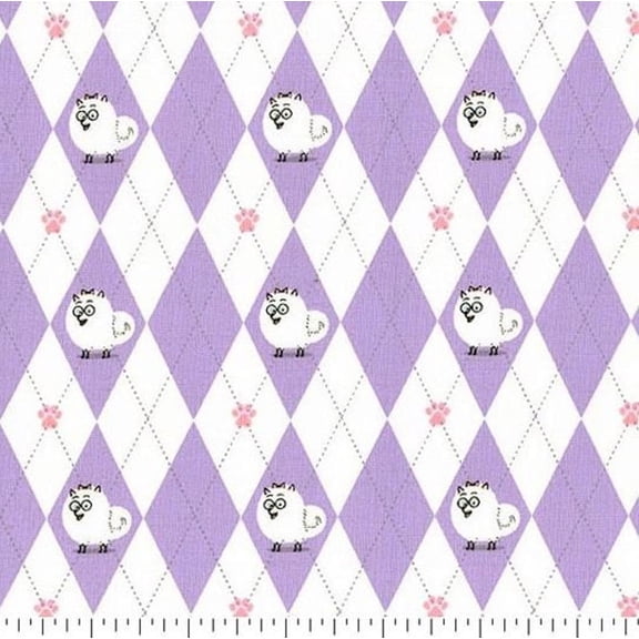 Secret Life of Pets Lavender Argyle Plaid 100% Cotton Fabric Sold by the Yard