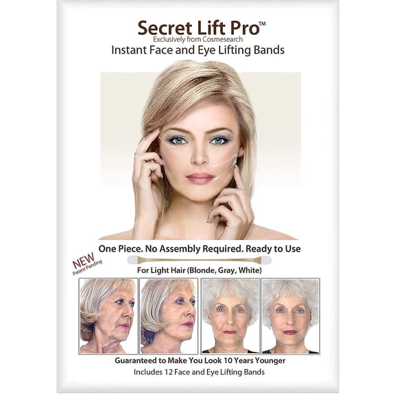 Secret Lift Pro - Face and Eye Lift (Light Hair) Face Lift Tape Pre-Assembled w/Bands by CosmeSearch