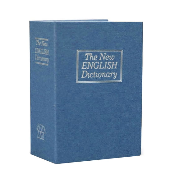 Secret Lock Box Book – Dictionary Diversion Safe with Key Lock, Small Hidden Storage for Cash or Jewelry (Blue, Plastic)