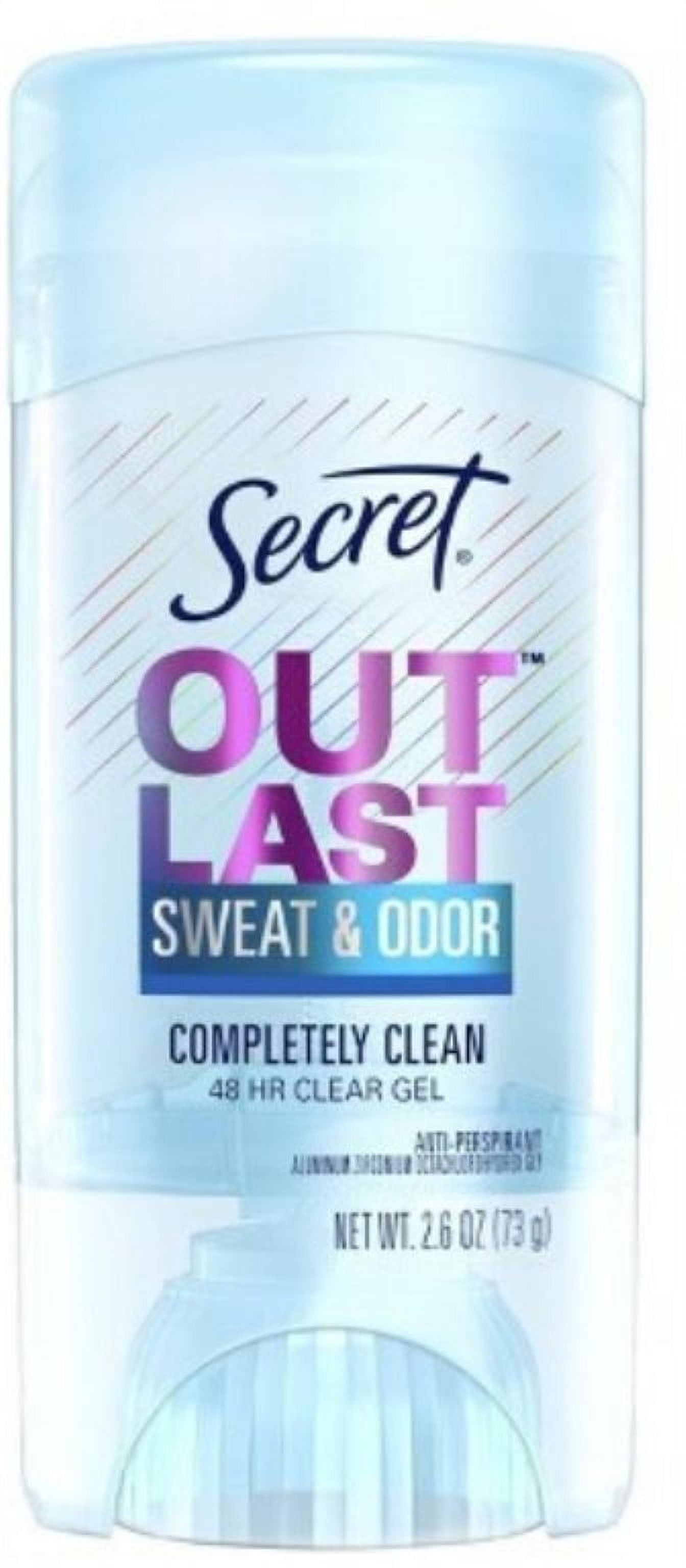 Secret Outlast Antiperspirant & Deodorant Clear Gel, Completely Clean 2.6 oz (Pack of 6)