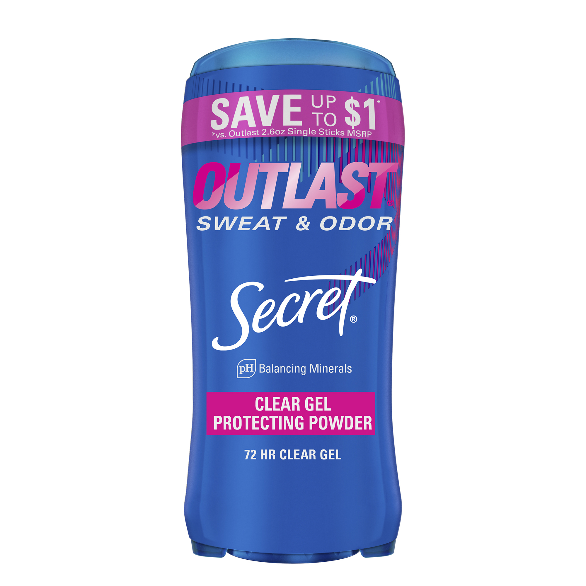 Secret Outlast Clear Gel Antiperspirant Deodorant, Protecting Powder, 2.6 oz, 2 Pack - image 1 of 10