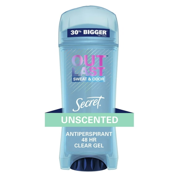 Secret Outlast Clear Gel Antiperspirant Deodorant, Unscented, 3.4 oz