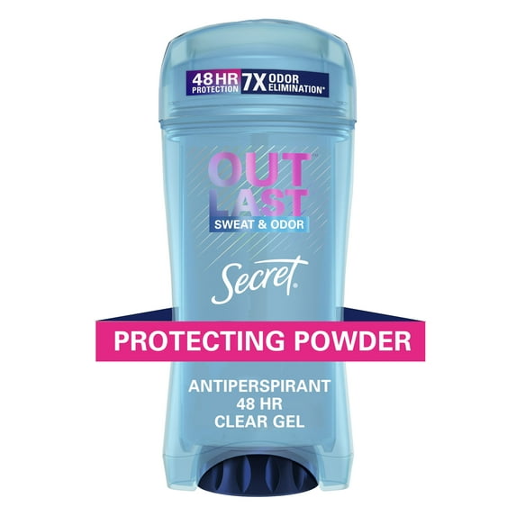 Secret Outlast Clear Gel Antiperspirant Deodorant for Women, Protecting Powder 2.6 Oz