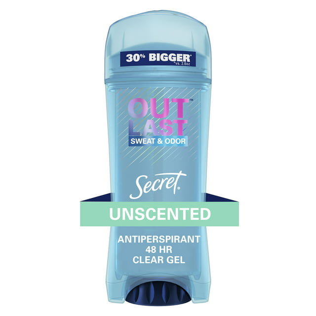 Secret Outlast Clear Gel Antiperspirant Deodorant for Women, Unscented, 3.4 oz